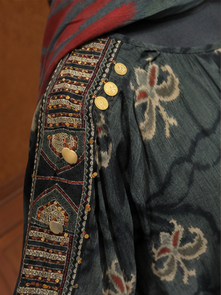Charcoal Grey Floral Suit Set