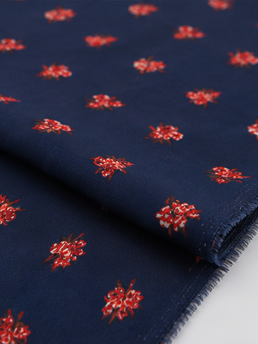 Blue Floral Georgette Fabric