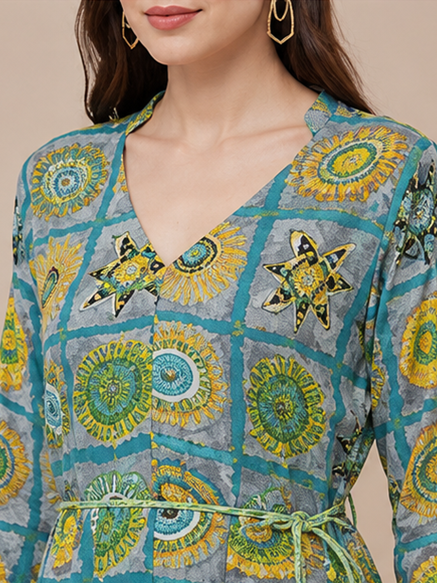 Box Pleated Printed Kurti
