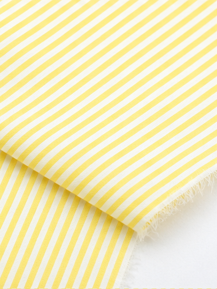 Yellow & White Stripes Cotton Fabric