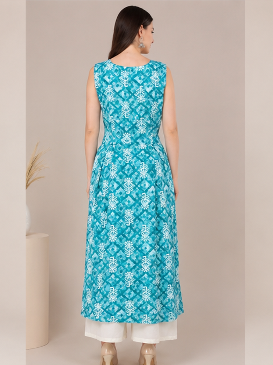 Blue Front Slit Kurti