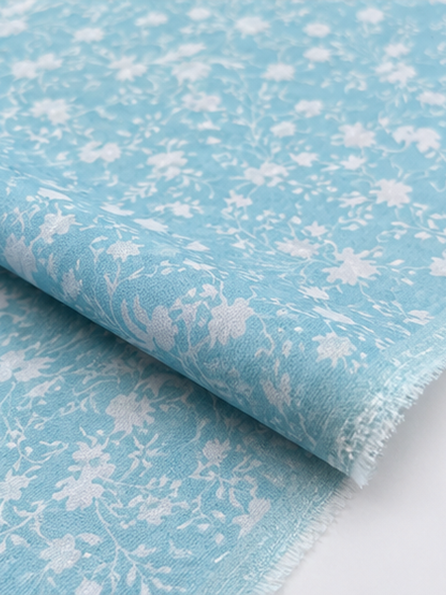 Aqua Blue Floral Georgette Fabric