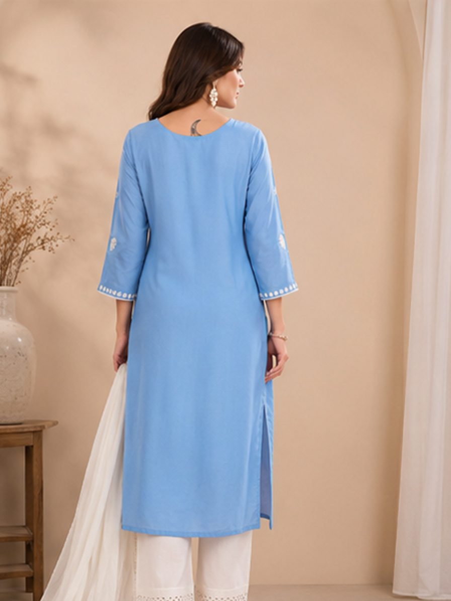 Blue-White Chikankari Kurta