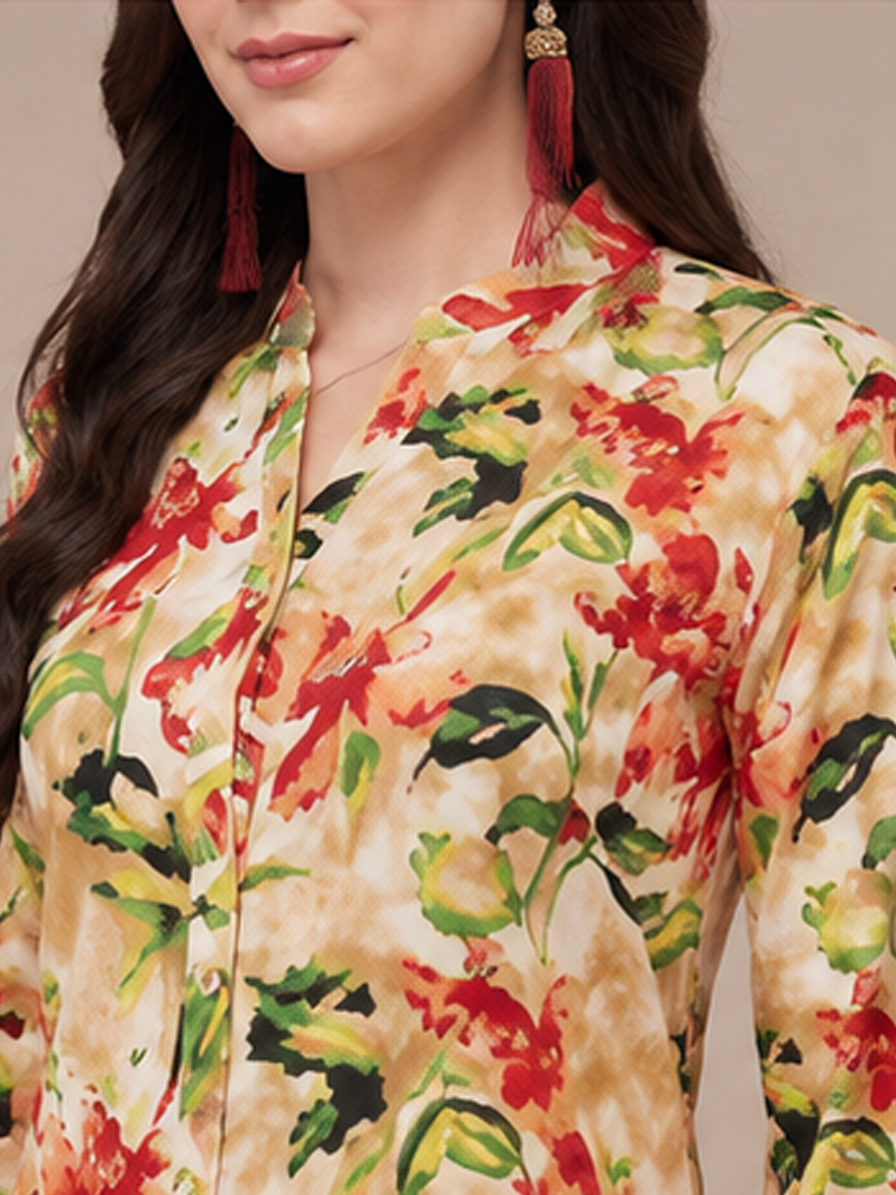 Floral Print Straight Kurti
