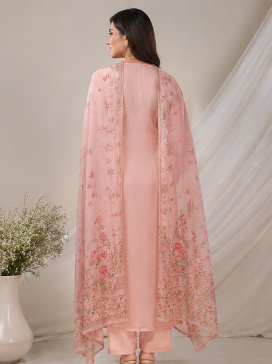 Pink Embroidered Suit Set