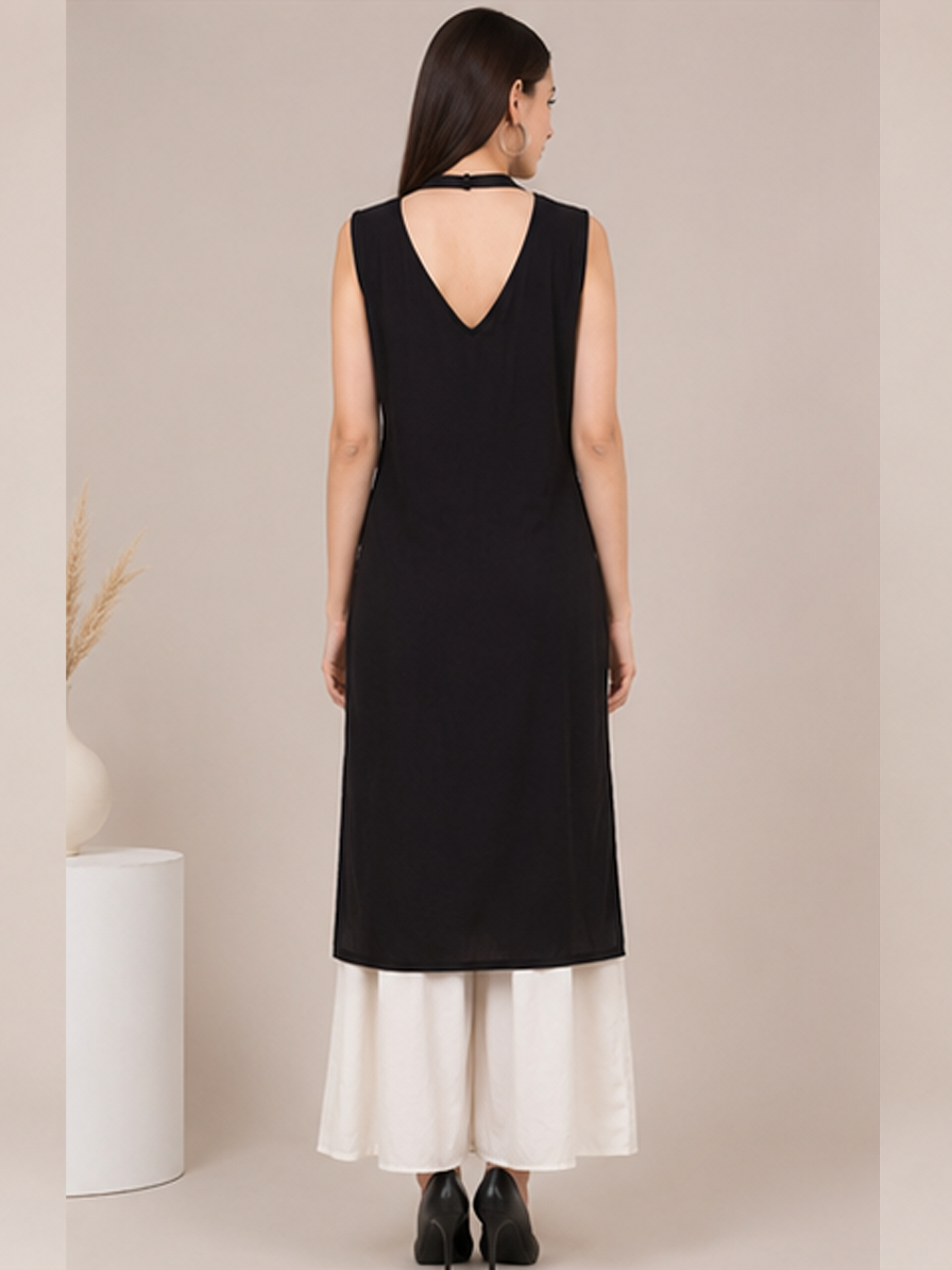 Black Rayon Straight Kurti