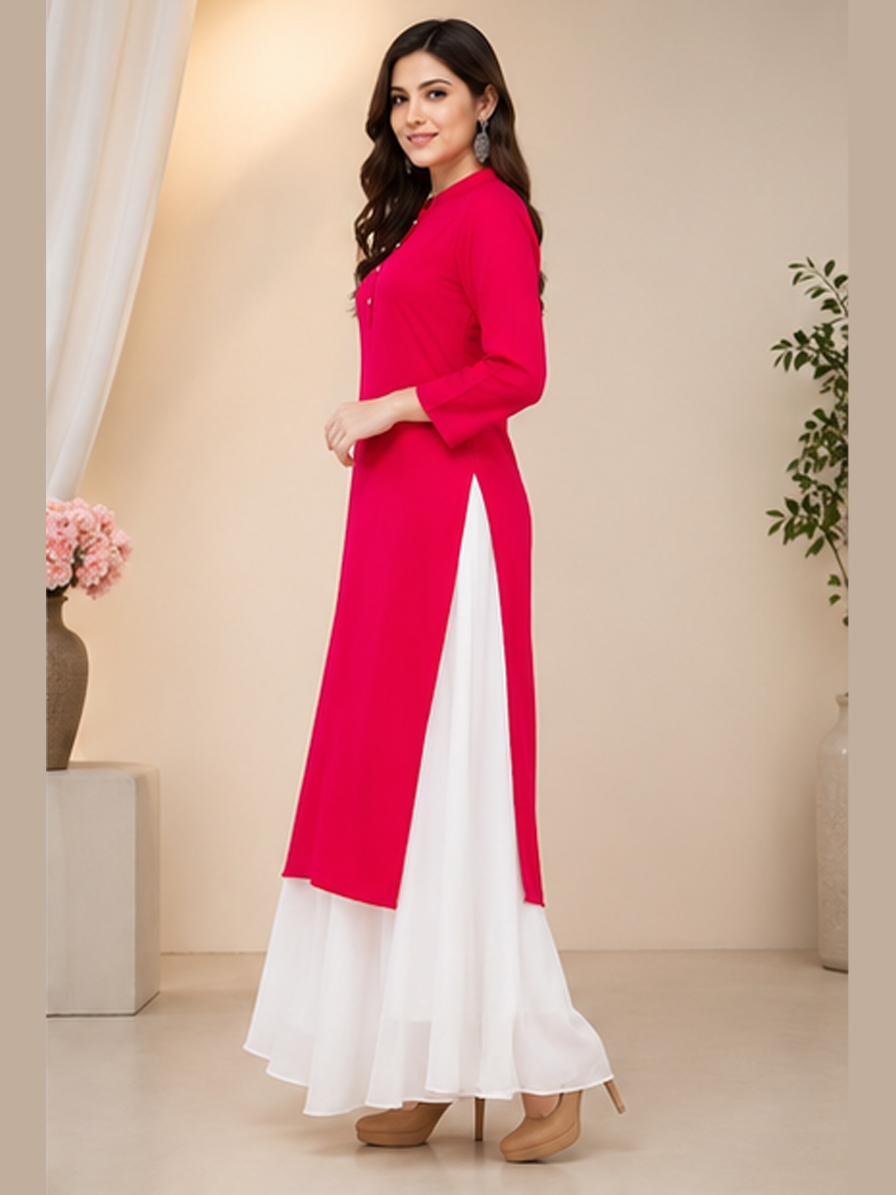 Hot Pink Straight Kurti