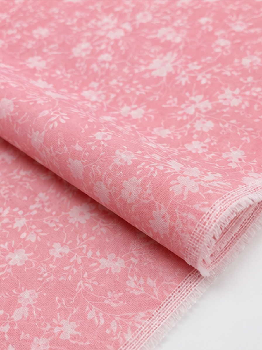 Peach Floral Georgette Fabric
