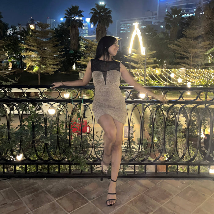 Golden Shimmer Bodycon Dress