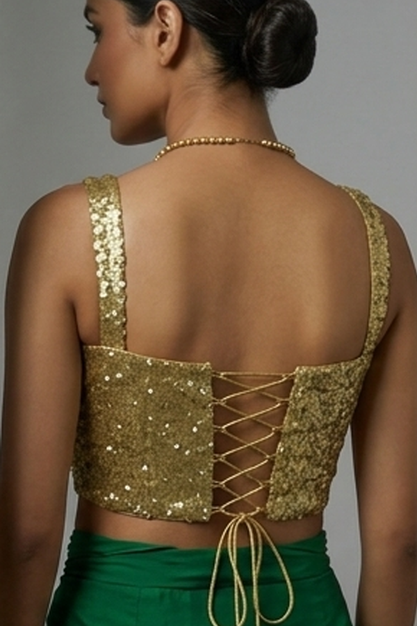 Golden Blouse with Draped Skirt