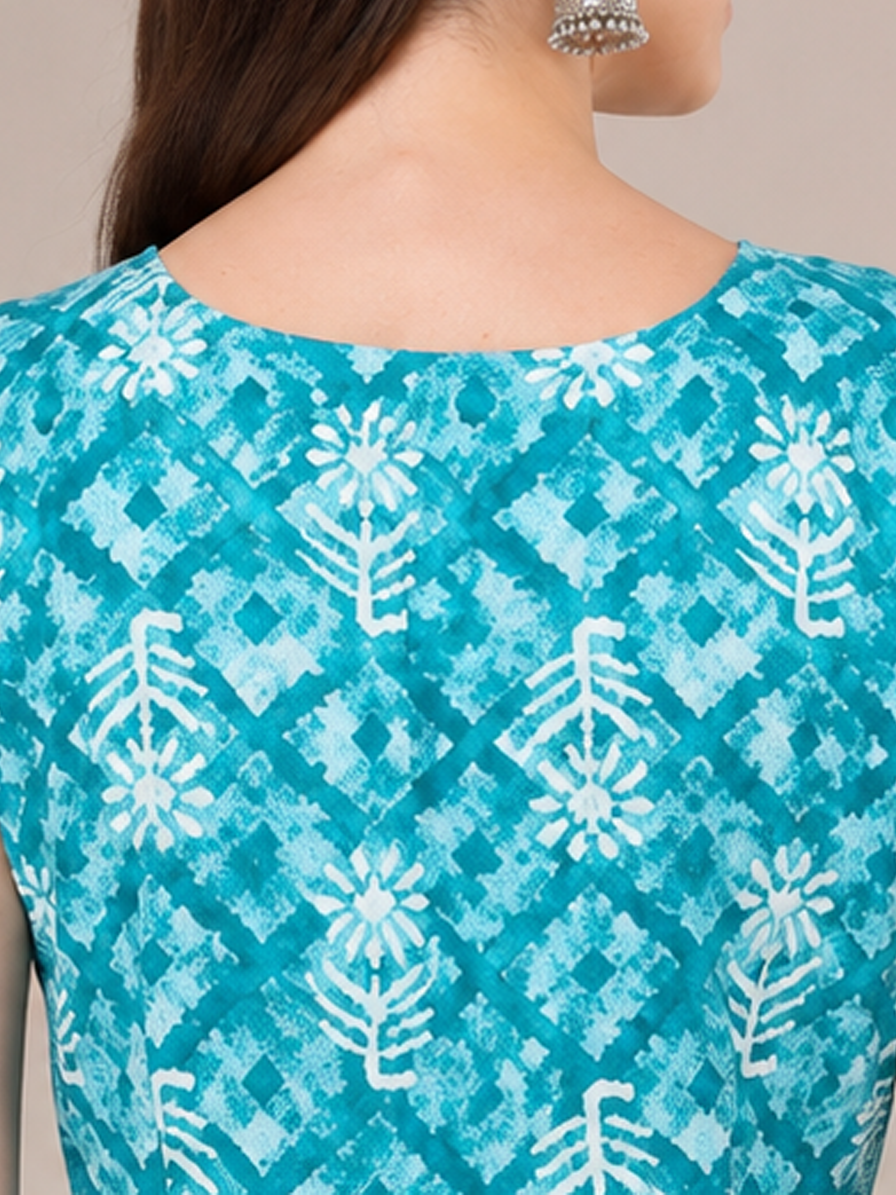 Blue Front Slit Kurti