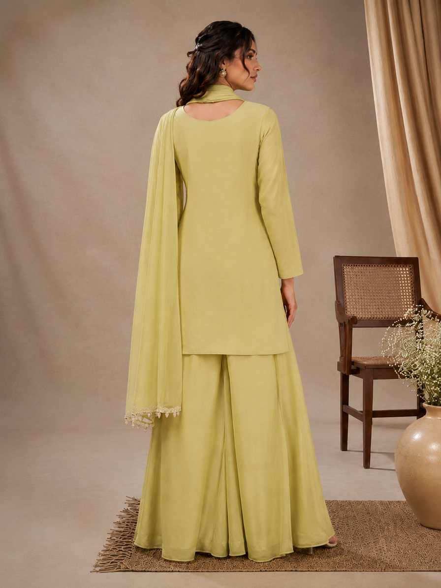 Green Chinon Sharara Set