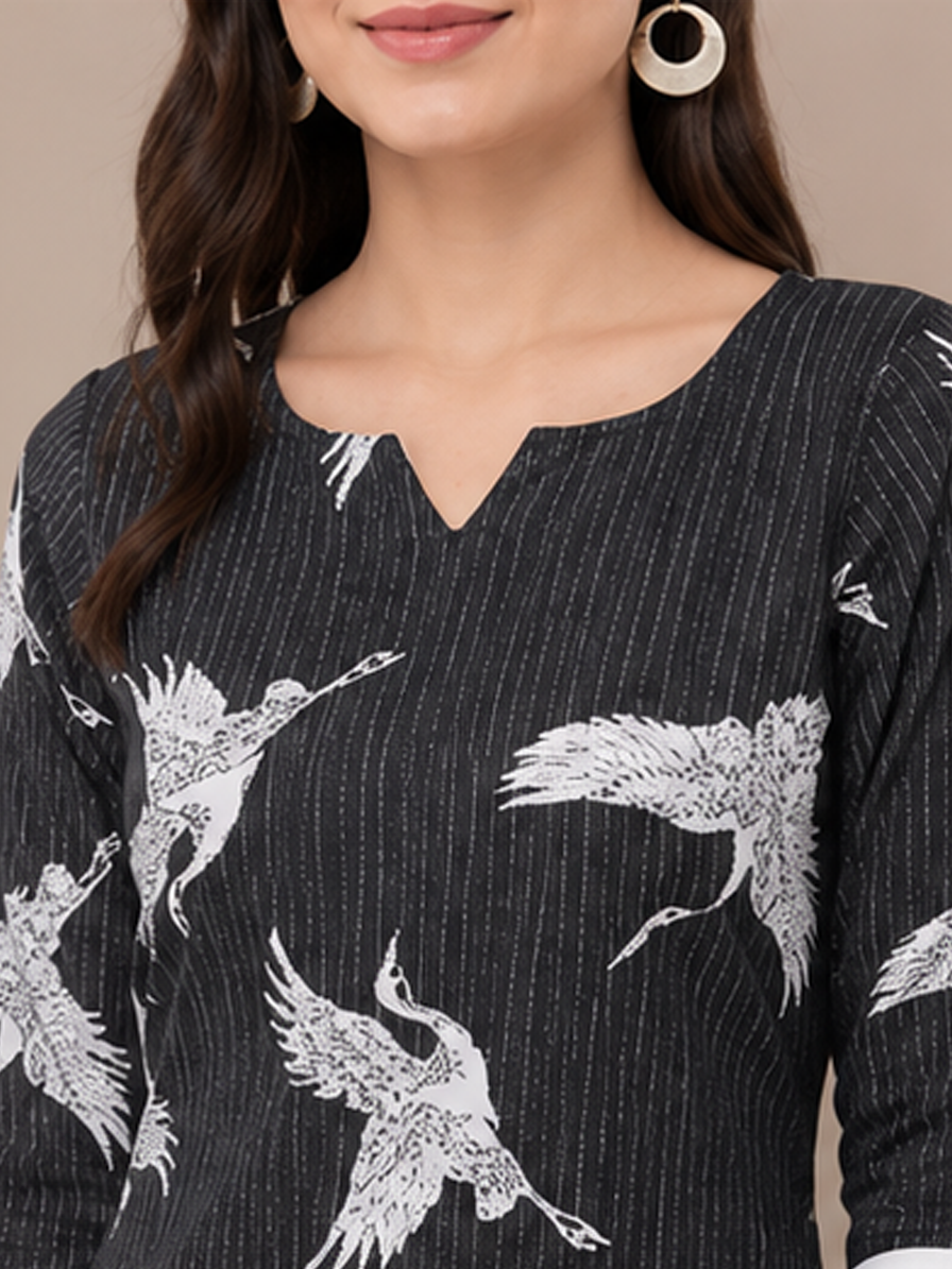 Grey Kantha Embroidered Cotton Kurti