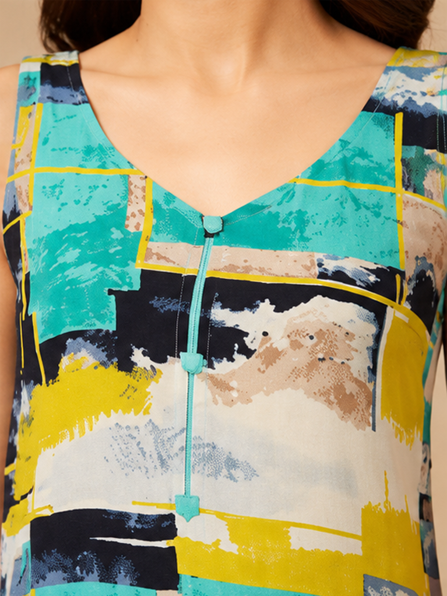 Abstract Print Multicolor Kurti