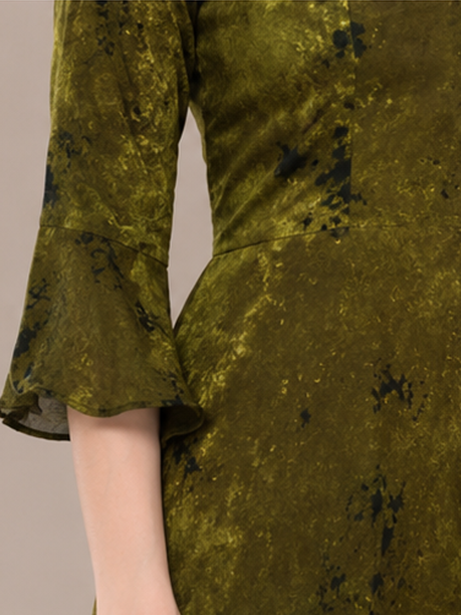 Green Tie Dye Flare Kurti