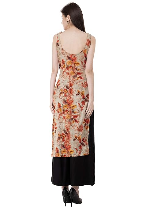 Leaf Printed Cotton Straight Kurti