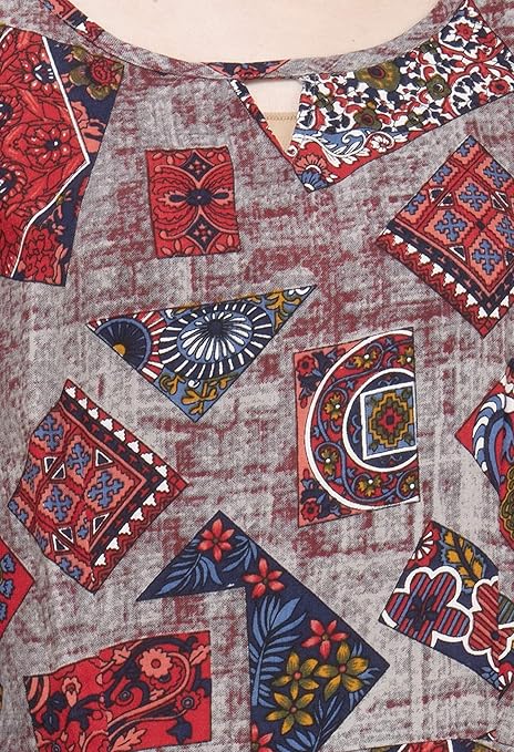 Grey Printed A-line Kurti