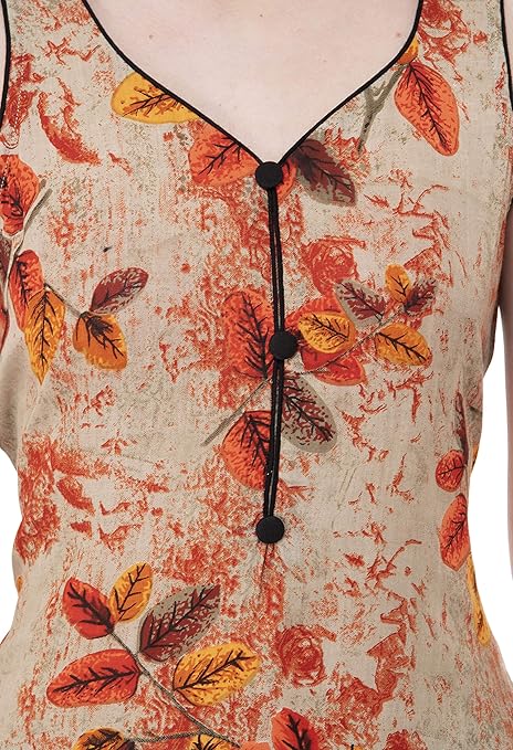Leaf Printed Cotton Straight Kurti