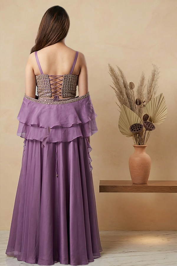 Beaded Corset Purple Lehenga Set