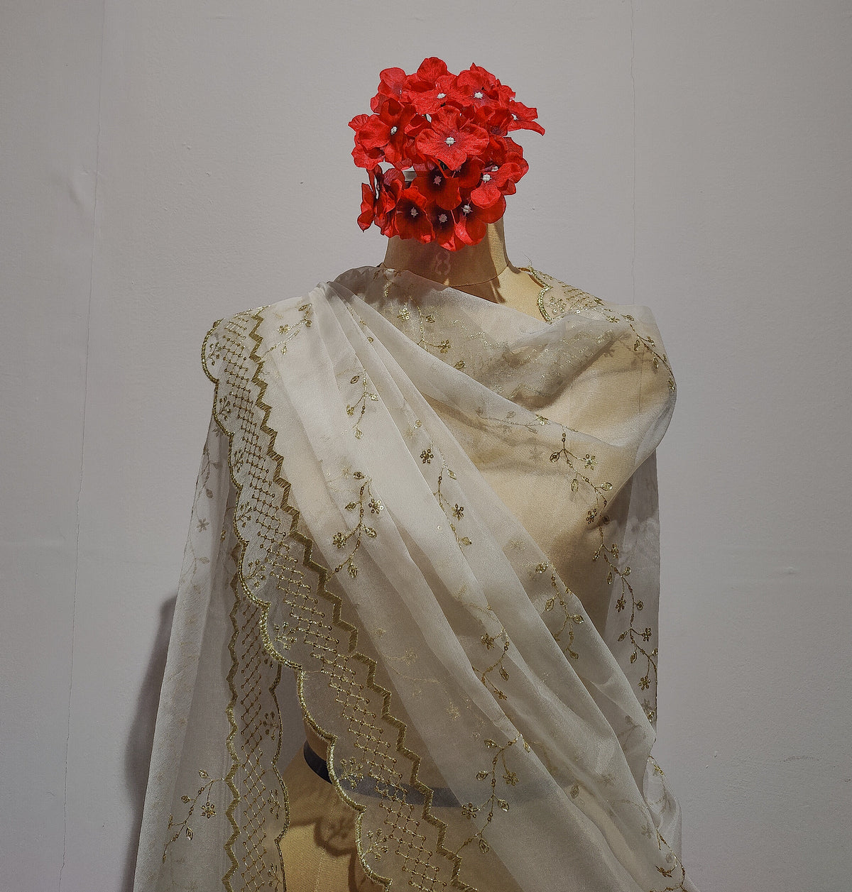 MAGENTA Crepe ORGANZA DUPATTA