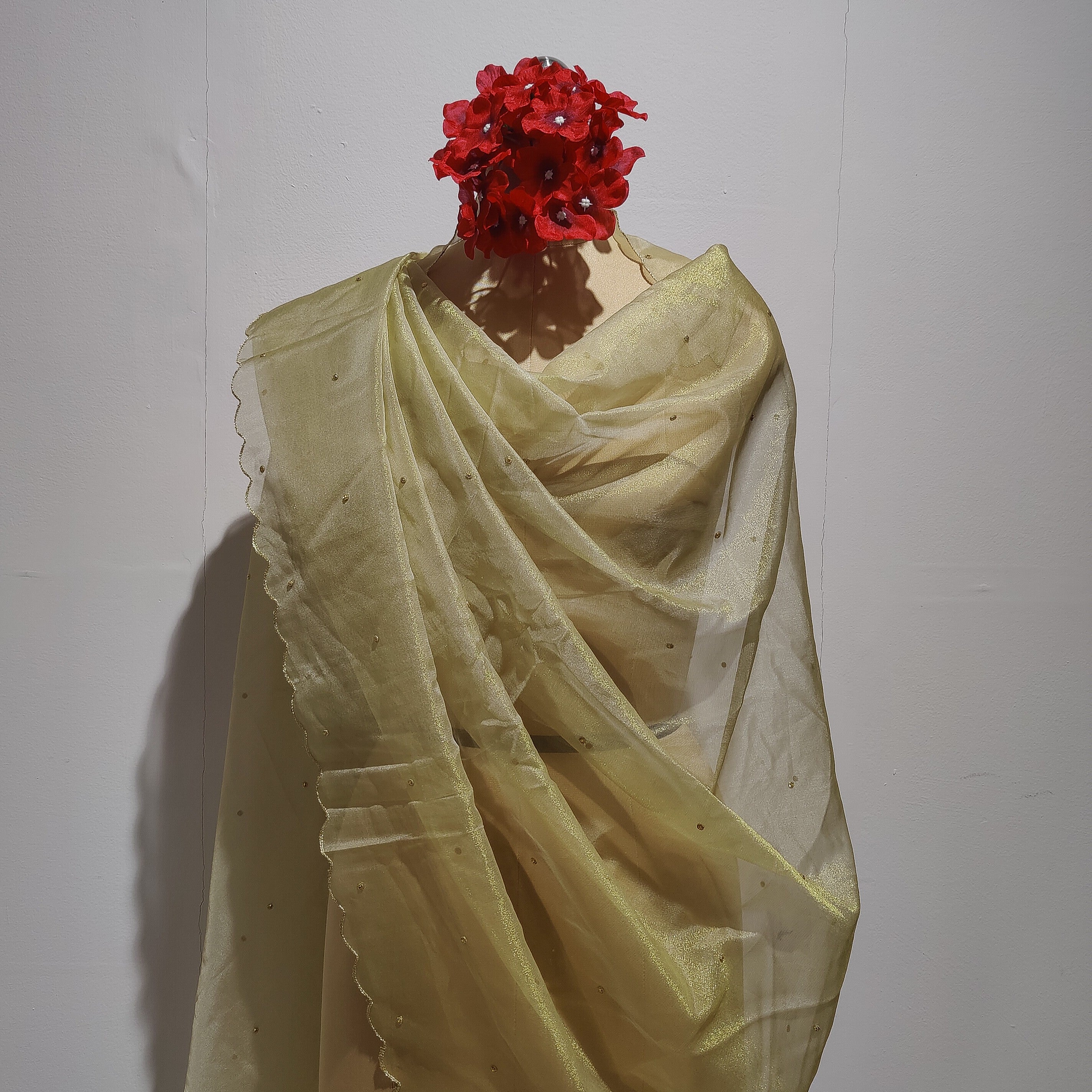 Gold Tissue Dyeable Dupatta