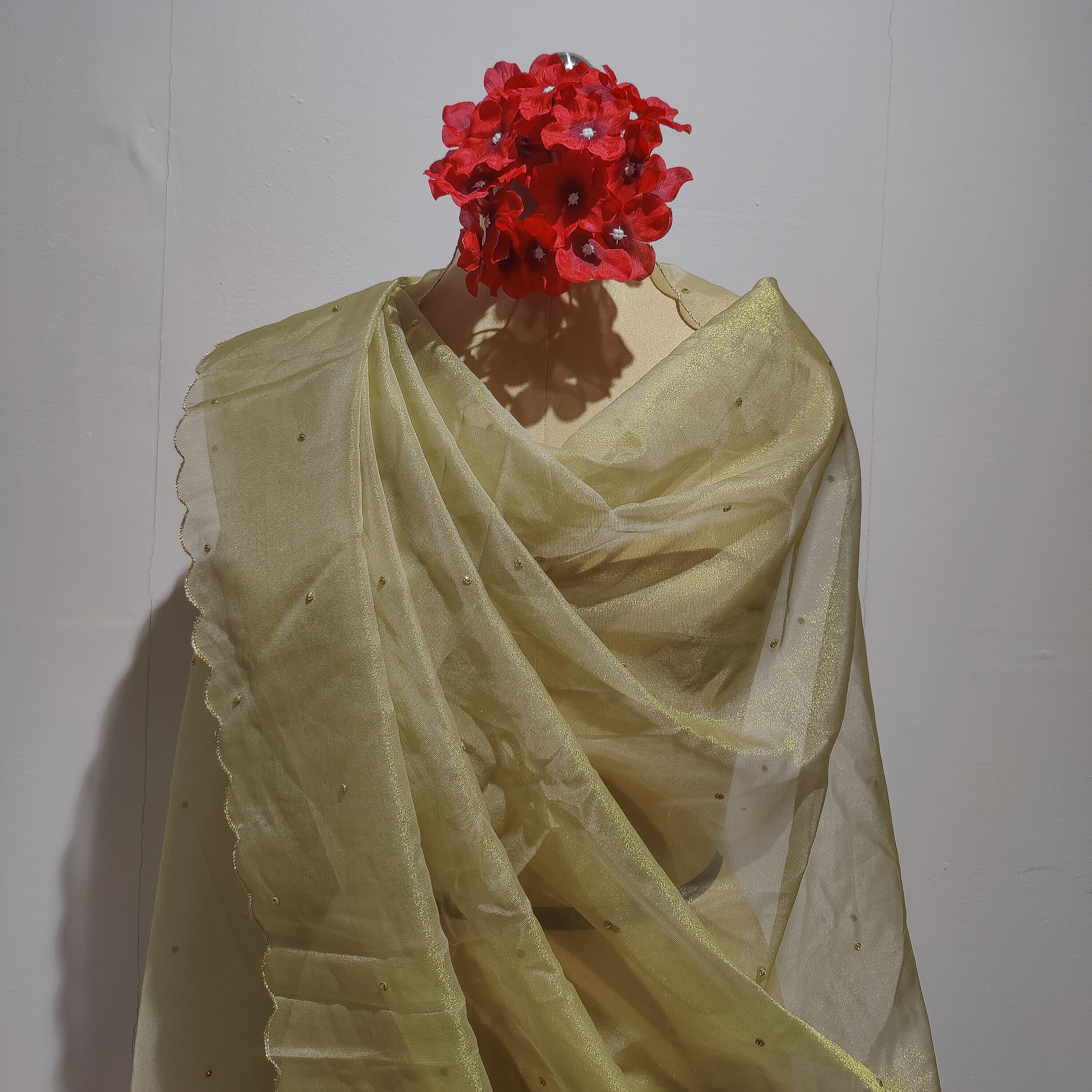 Gold Tissue Dyeable Dupatta